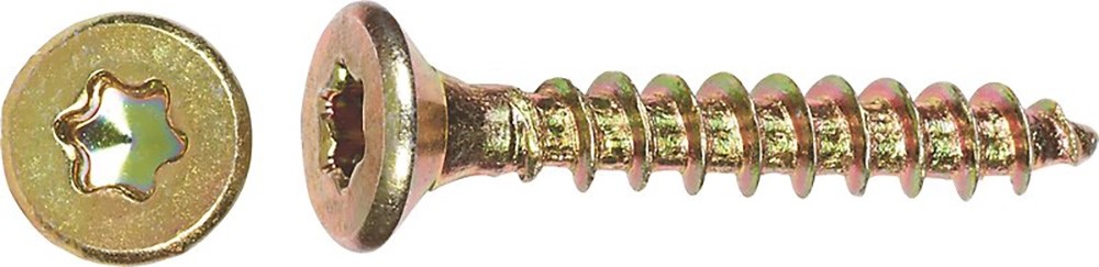 Vrut zapuštěná hlava celozávit Torx zinek žlutý 3,0X10